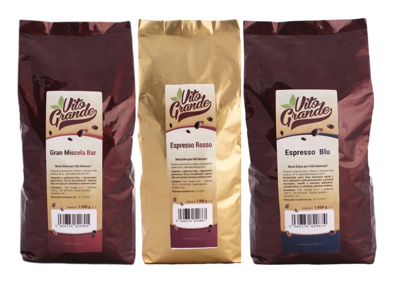 Zrnková káva - Vito Grande degustační balíček káva zrnková 3 x 1 000 g