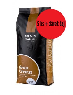 Zrnková káva - Mami’s Caffé Gran Crema zrnková káva 5 x 1 000 g + dárek čaj