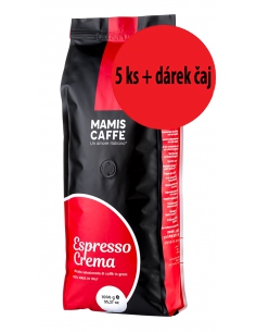 Zrnková káva - Mami’s Caffé Espresso Crema zrnková káva 5 x 1000 g + dárek čaj
